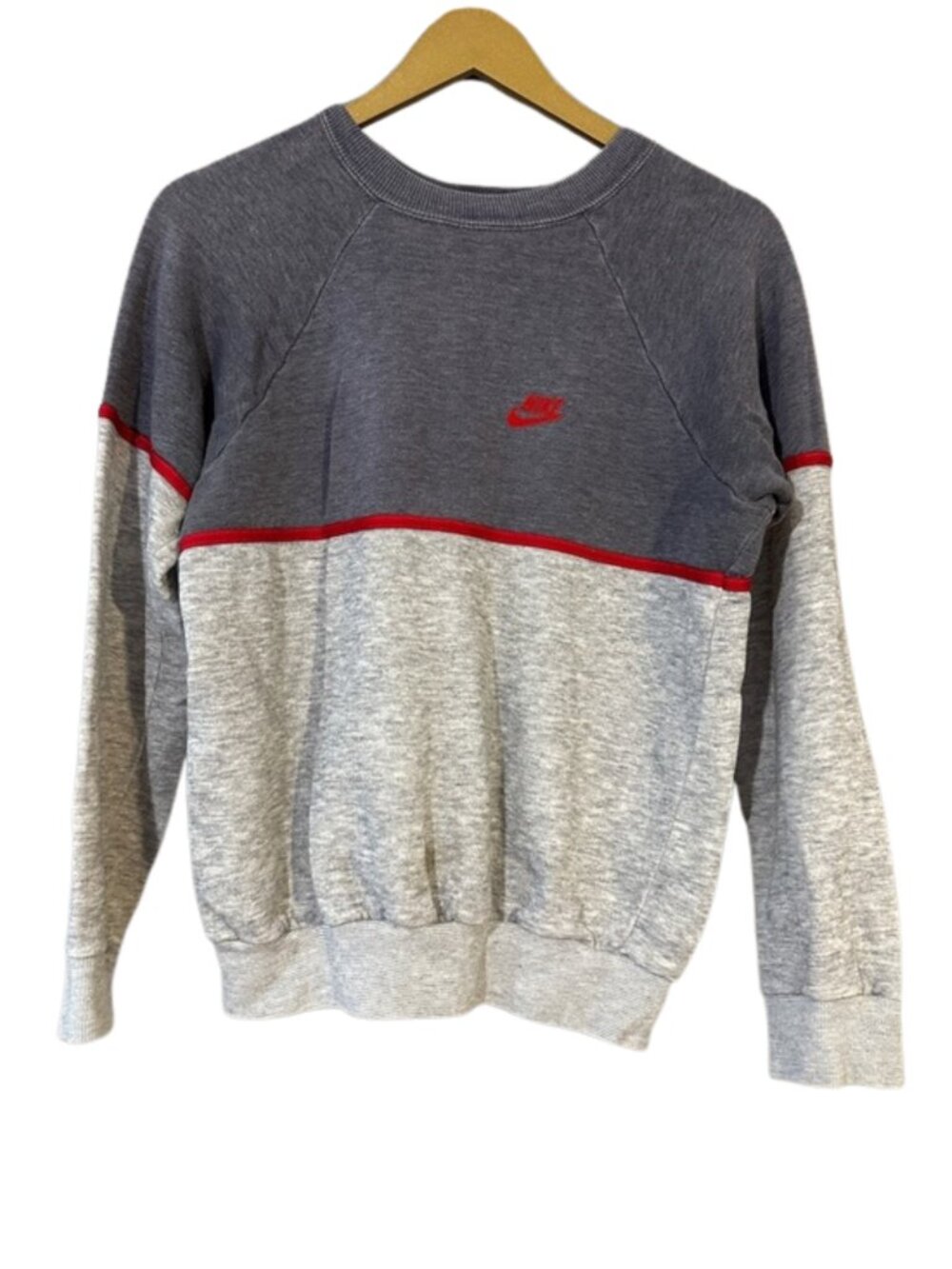 Vintage Nike Gray Colorblock Crewneck Sweatshirt Red Logo Blue Tag M